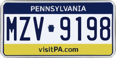PA license plate MZV9198
