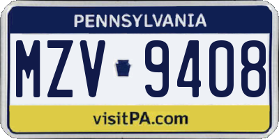 PA license plate MZV9408