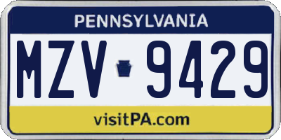 PA license plate MZV9429
