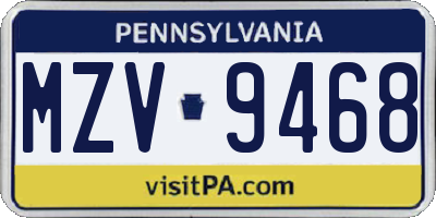 PA license plate MZV9468
