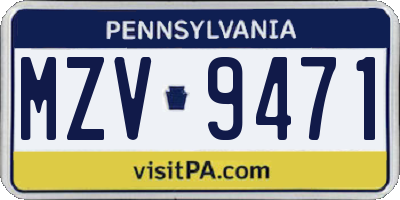 PA license plate MZV9471