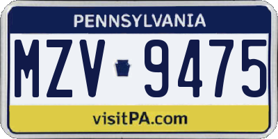 PA license plate MZV9475