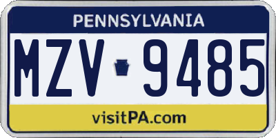PA license plate MZV9485