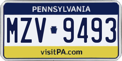 PA license plate MZV9493