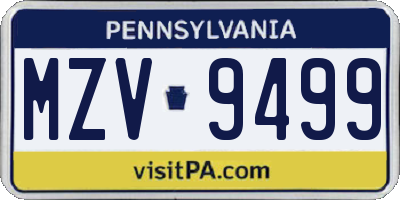PA license plate MZV9499