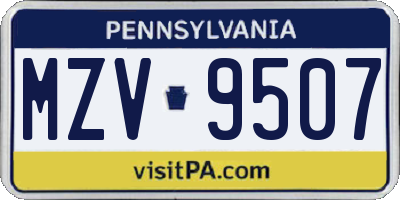 PA license plate MZV9507