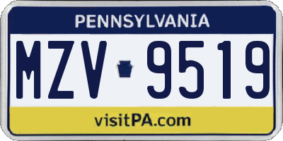PA license plate MZV9519