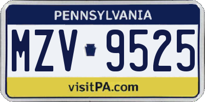PA license plate MZV9525