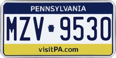 PA license plate MZV9530