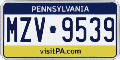 PA license plate MZV9539