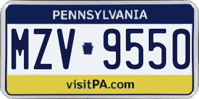 PA license plate MZV9550