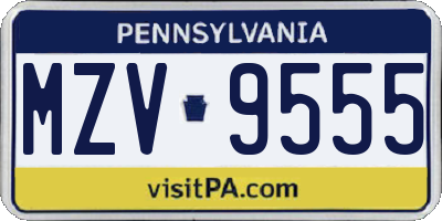 PA license plate MZV9555