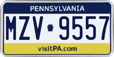 PA license plate MZV9557