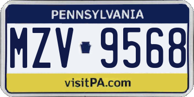 PA license plate MZV9568