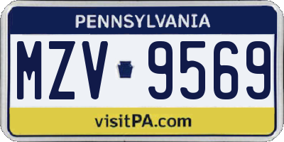 PA license plate MZV9569