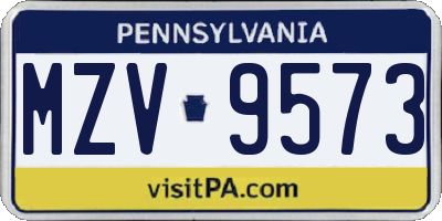 PA license plate MZV9573