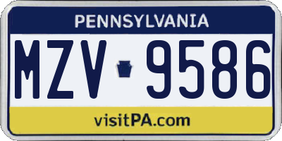 PA license plate MZV9586