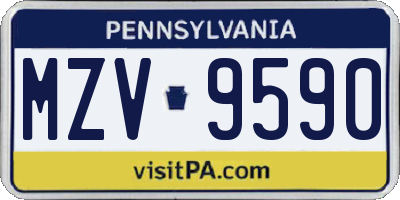 PA license plate MZV9590