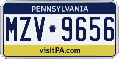 PA license plate MZV9656