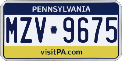 PA license plate MZV9675
