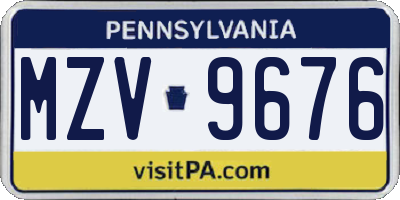 PA license plate MZV9676