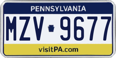 PA license plate MZV9677