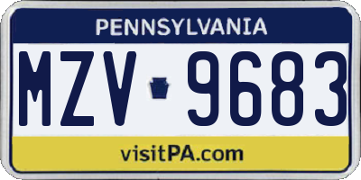 PA license plate MZV9683