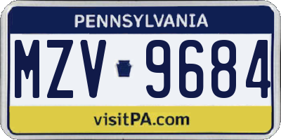 PA license plate MZV9684