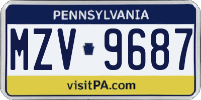 PA license plate MZV9687
