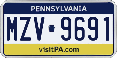 PA license plate MZV9691