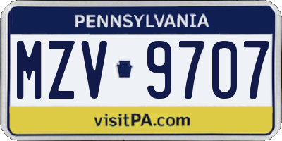 PA license plate MZV9707