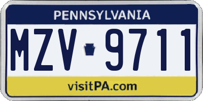 PA license plate MZV9711