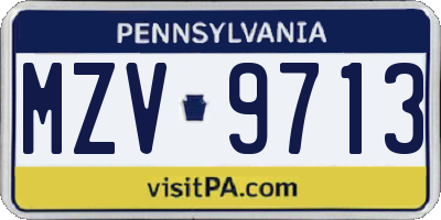 PA license plate MZV9713