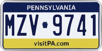PA license plate MZV9741