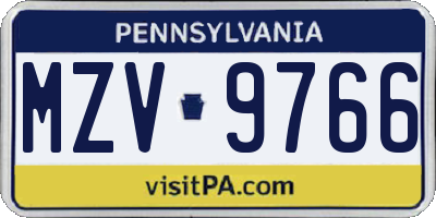 PA license plate MZV9766