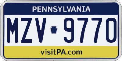 PA license plate MZV9770