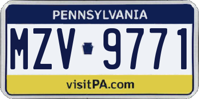 PA license plate MZV9771