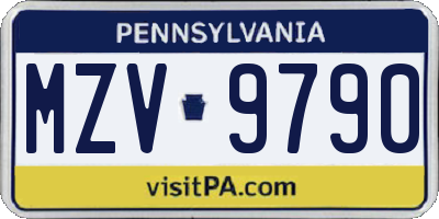 PA license plate MZV9790