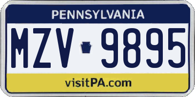 PA license plate MZV9895