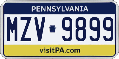 PA license plate MZV9899