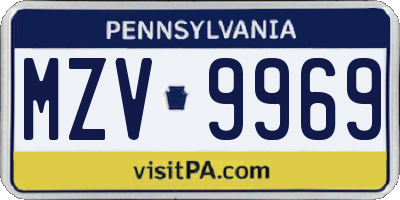 PA license plate MZV9969