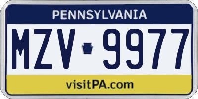 PA license plate MZV9977