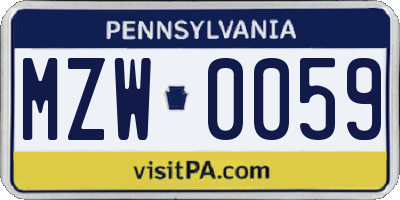 PA license plate MZW0059