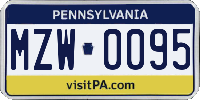 PA license plate MZW0095
