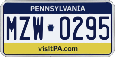 PA license plate MZW0295
