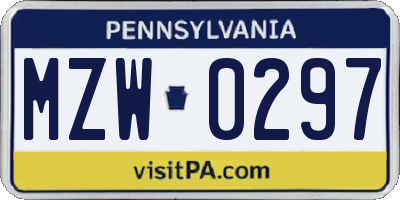PA license plate MZW0297