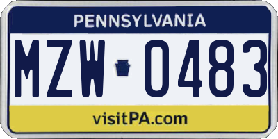 PA license plate MZW0483