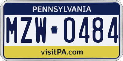 PA license plate MZW0484