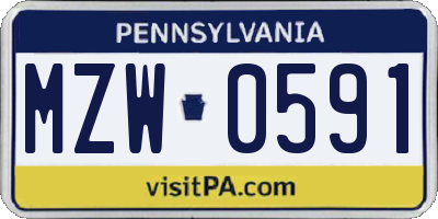 PA license plate MZW0591