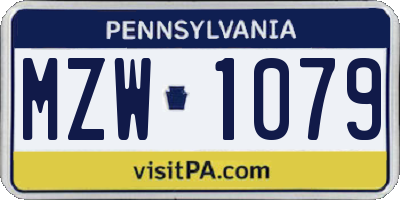 PA license plate MZW1079